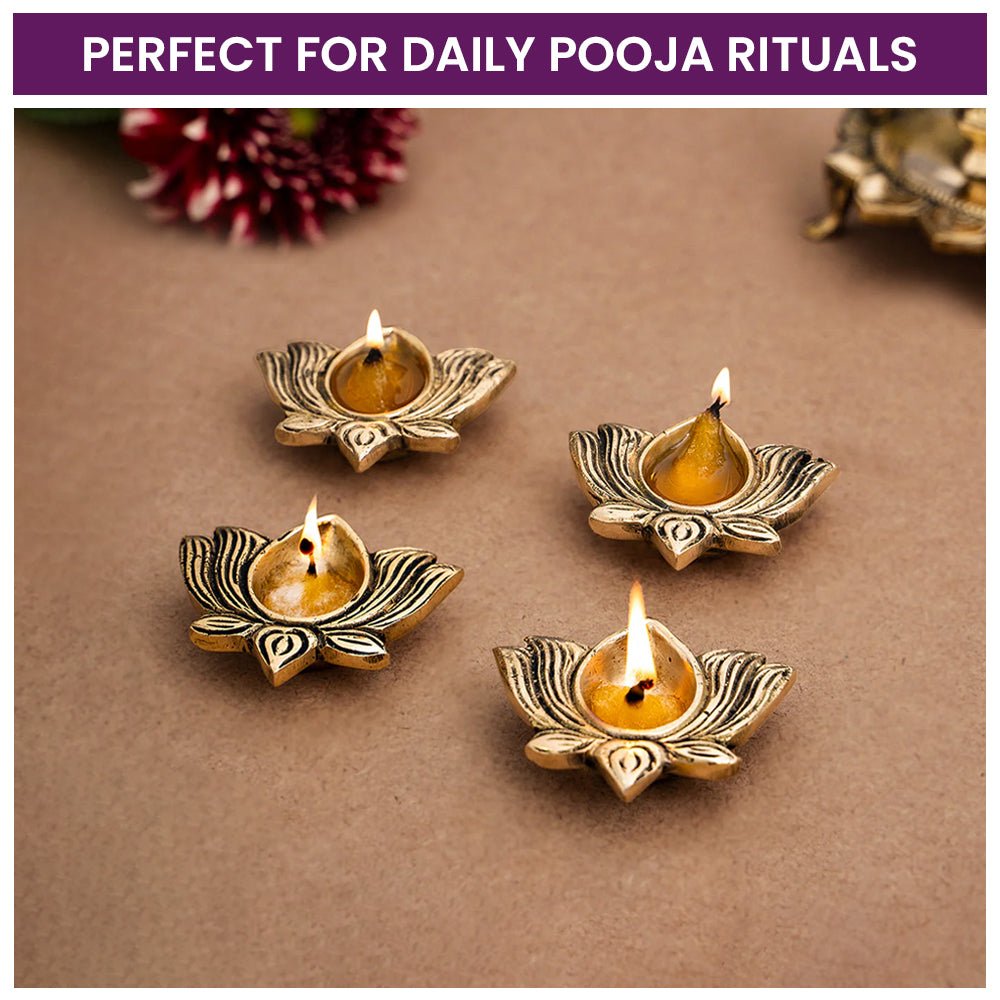 Brass Lotus Diya Set of 4
