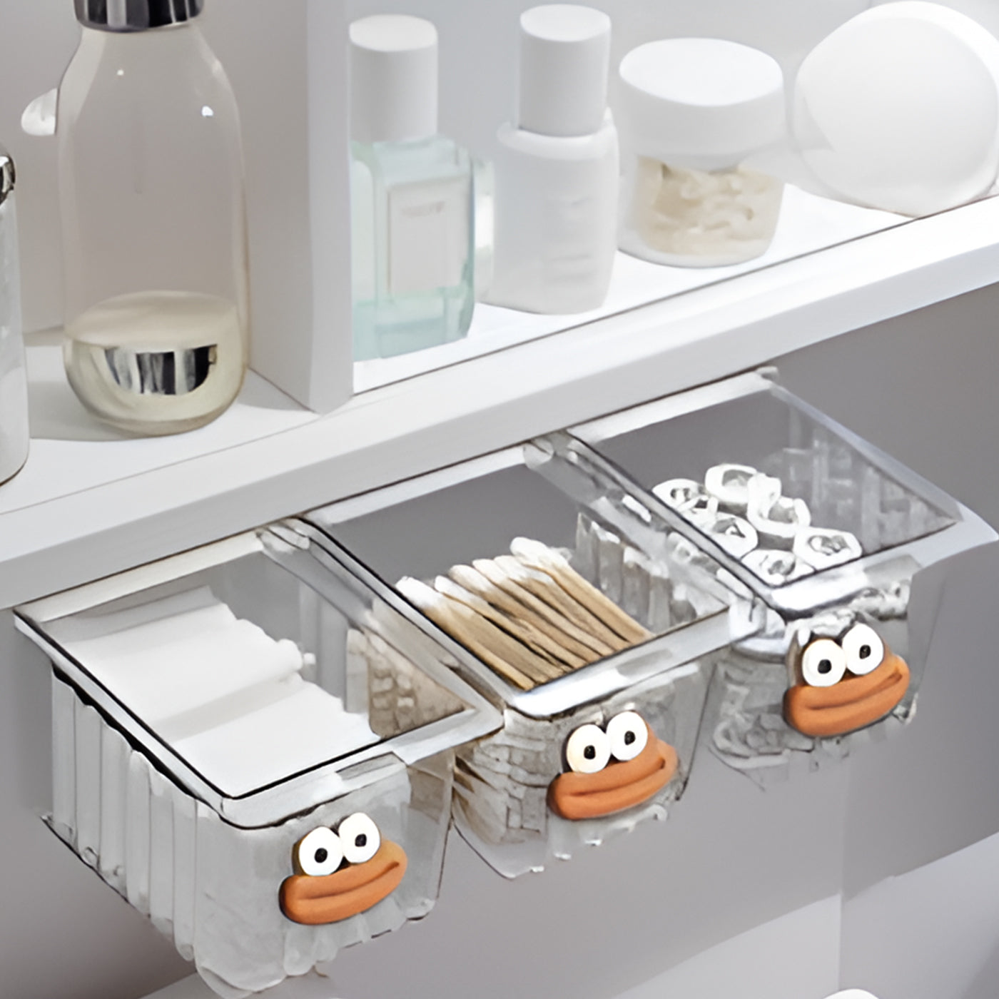 Cute Wall-Mounted Storage Box Transparent Dust-Proof PP Plastic with Lids for Bathroom & Kitchen