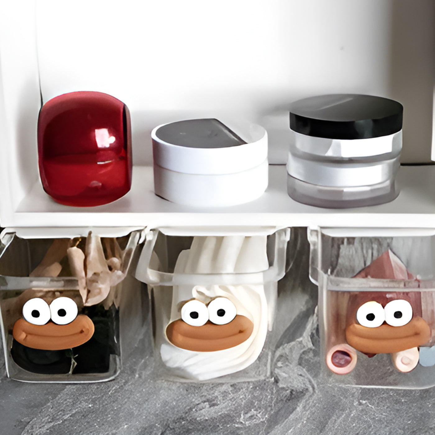 Cute Wall-Mounted Storage Box Transparent Dust-Proof PP Plastic with Lids for Bathroom & Kitchen