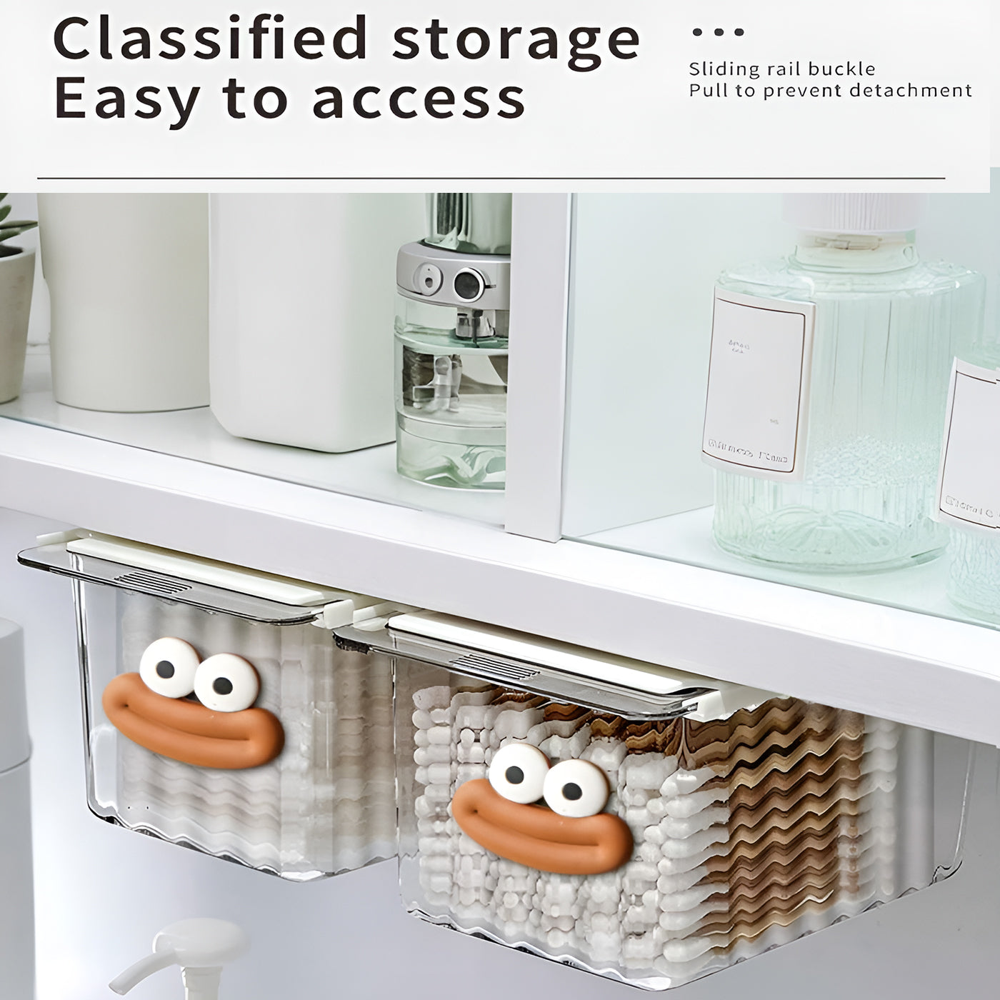 Cute Wall-Mounted Storage Box Transparent Dust-Proof PP Plastic with Lids for Bathroom & Kitchen