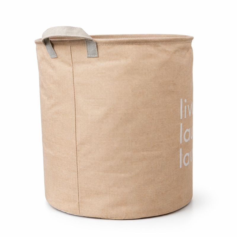 Foldable Laundry Basket for Clothes (Brown | “live laugh love”)