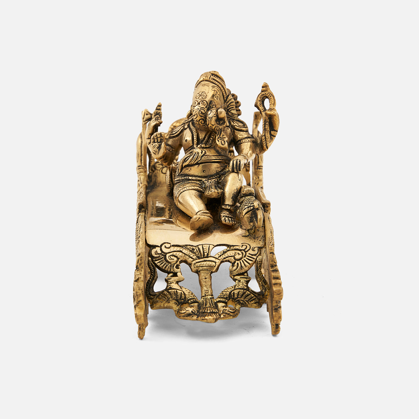 Brass Sofa Ganesha- Lord Ganesha Resting On Peacock Couch