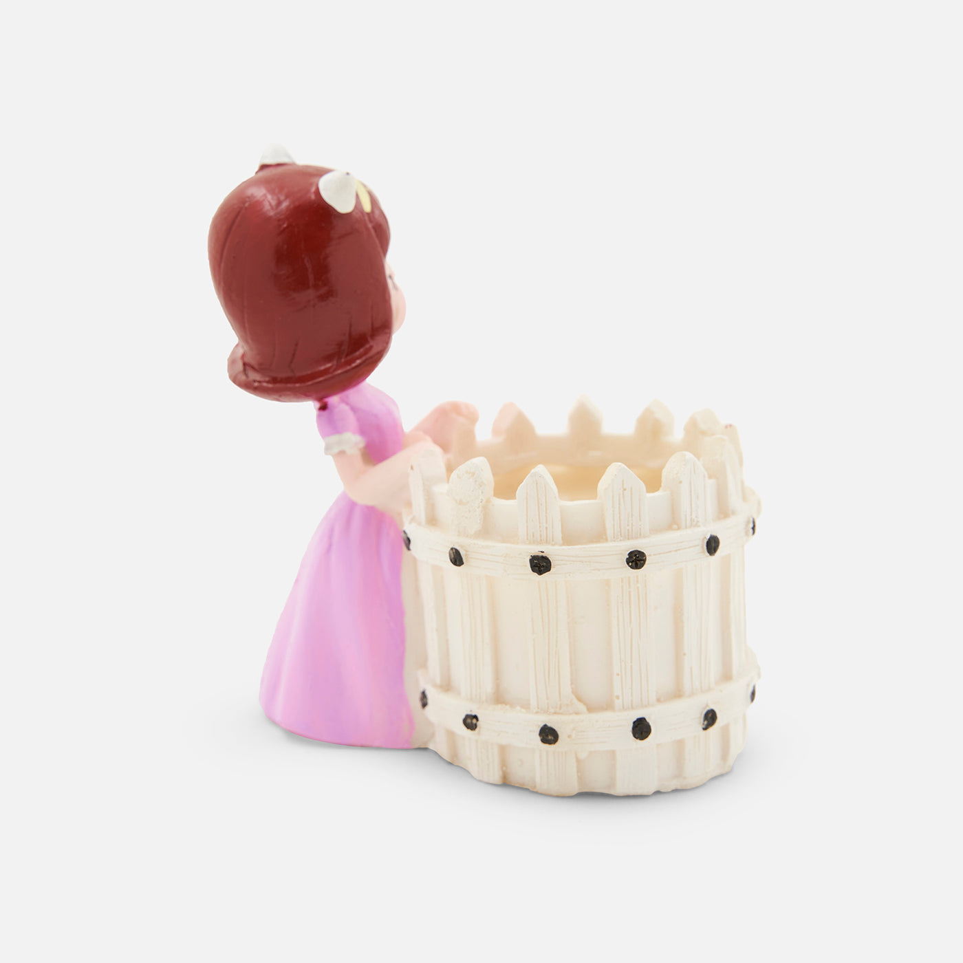 Cute Girl with White Basket Succulent Planter for Home Garden Office Desktop