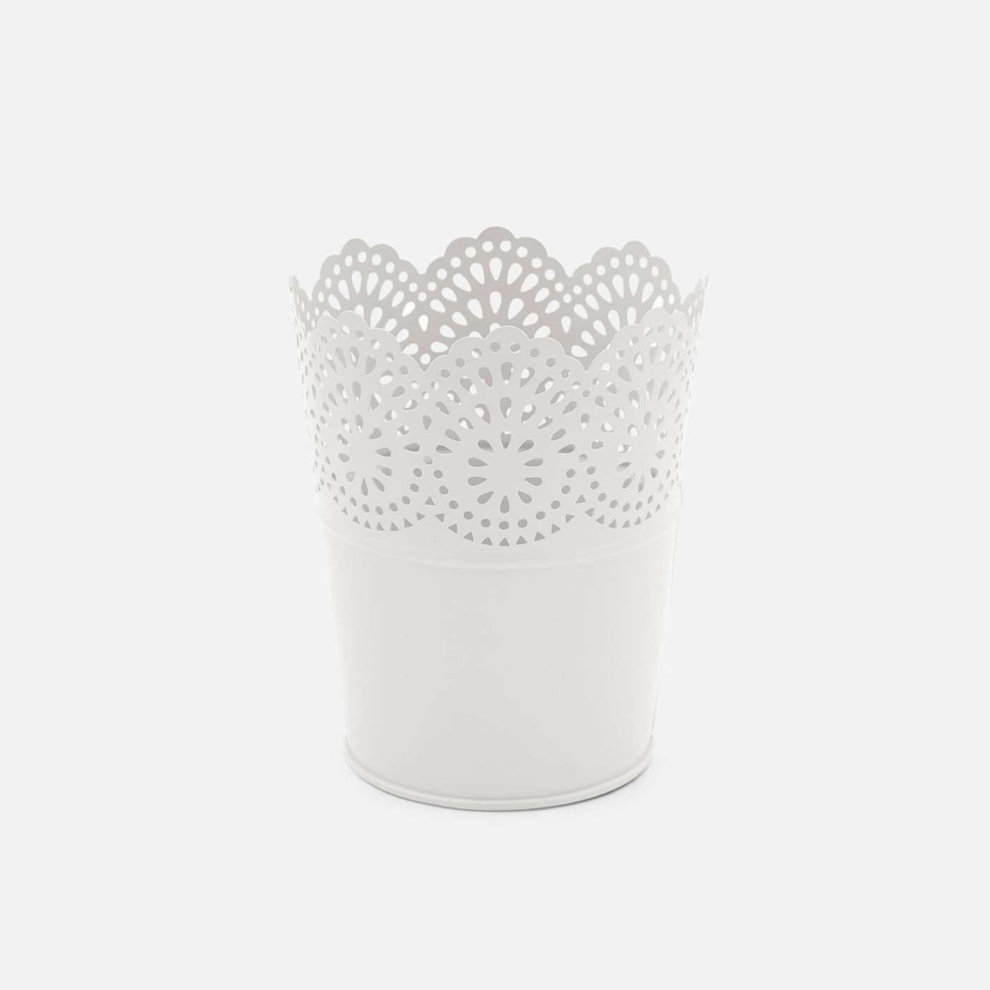 Metal Planter Flower Pot For Home Garden Office Desktop- White