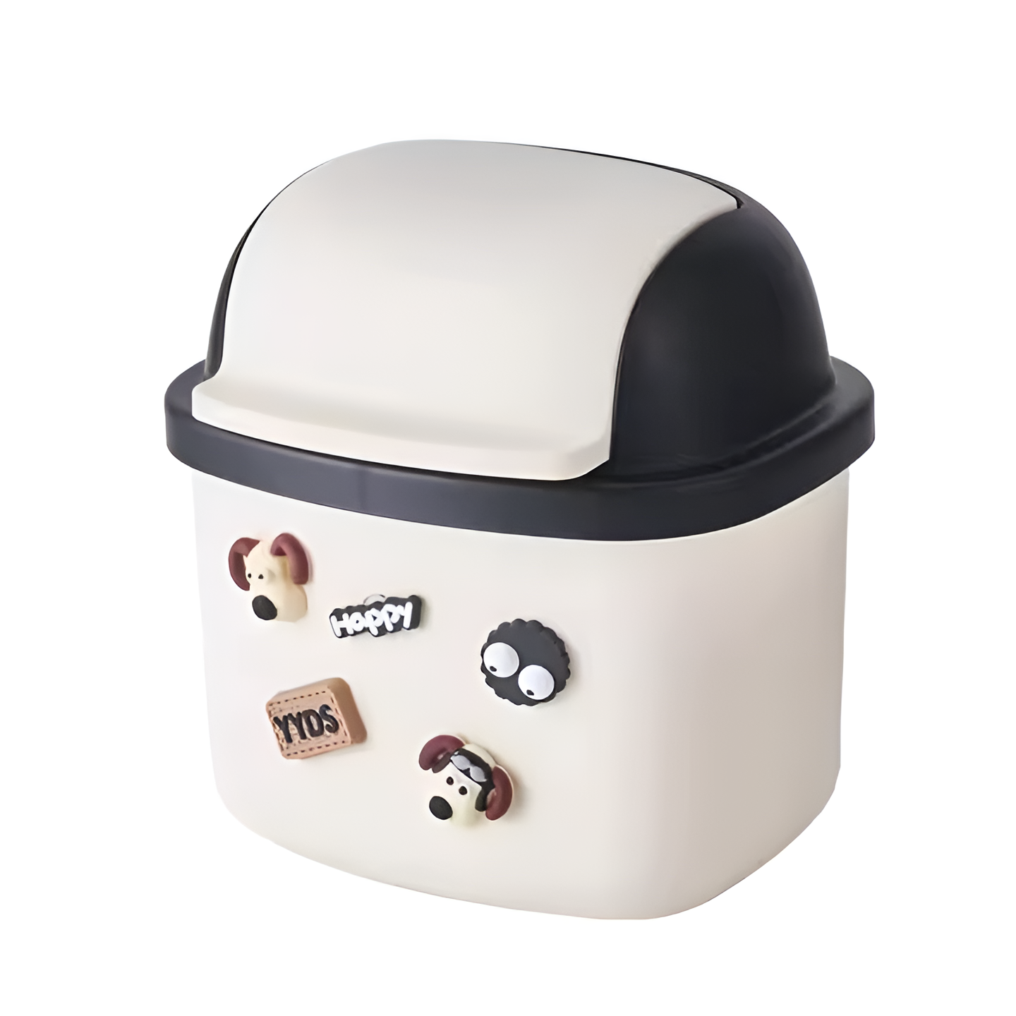 Plastic Mini Table Desk Dustbin with Swing Lid for Home, Living Room, Table, Bathrooms, Kitchens, Offices (Black)