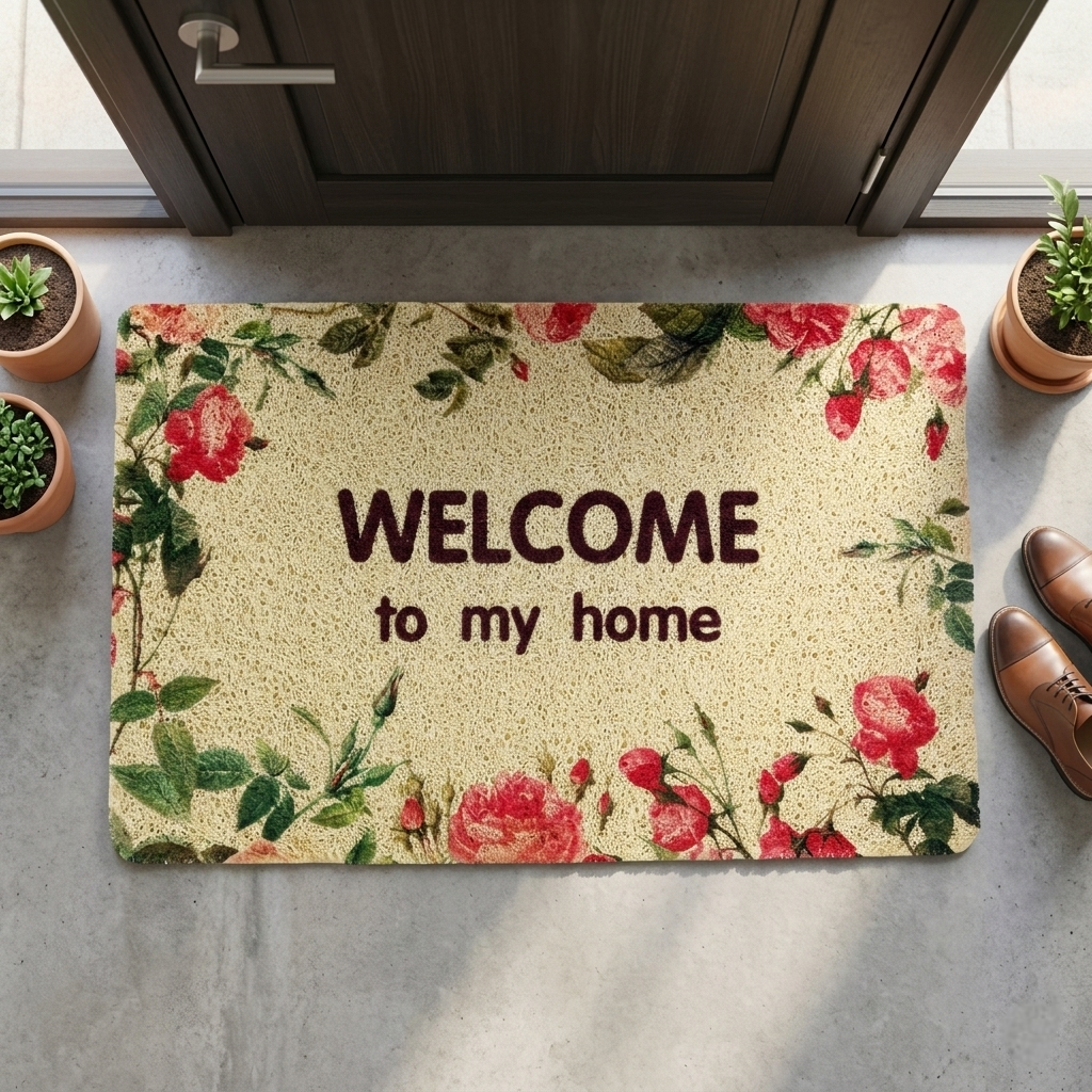 DecorTwist PVC Doormat 60x40 cm | 8mm Thick Anti-Slip Door Mat for Ind
