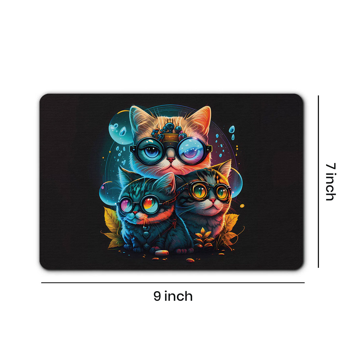 Cat Printed Mouse Pad Non-Slip Rubber Base Desk Mousepad for Laptop PC
