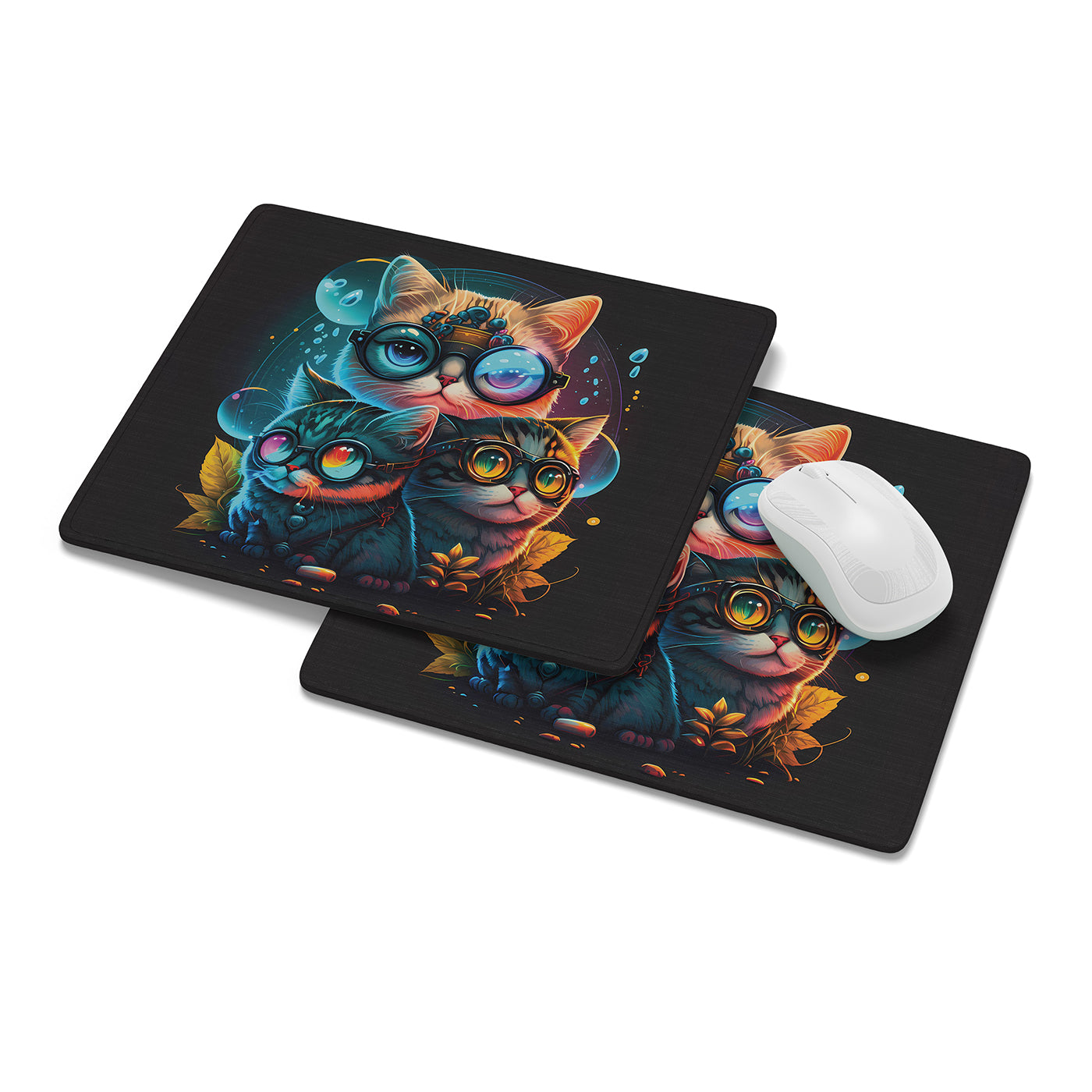 Cat Printed Mouse Pad Non-Slip Rubber Base Desk Mousepad for Laptop PC