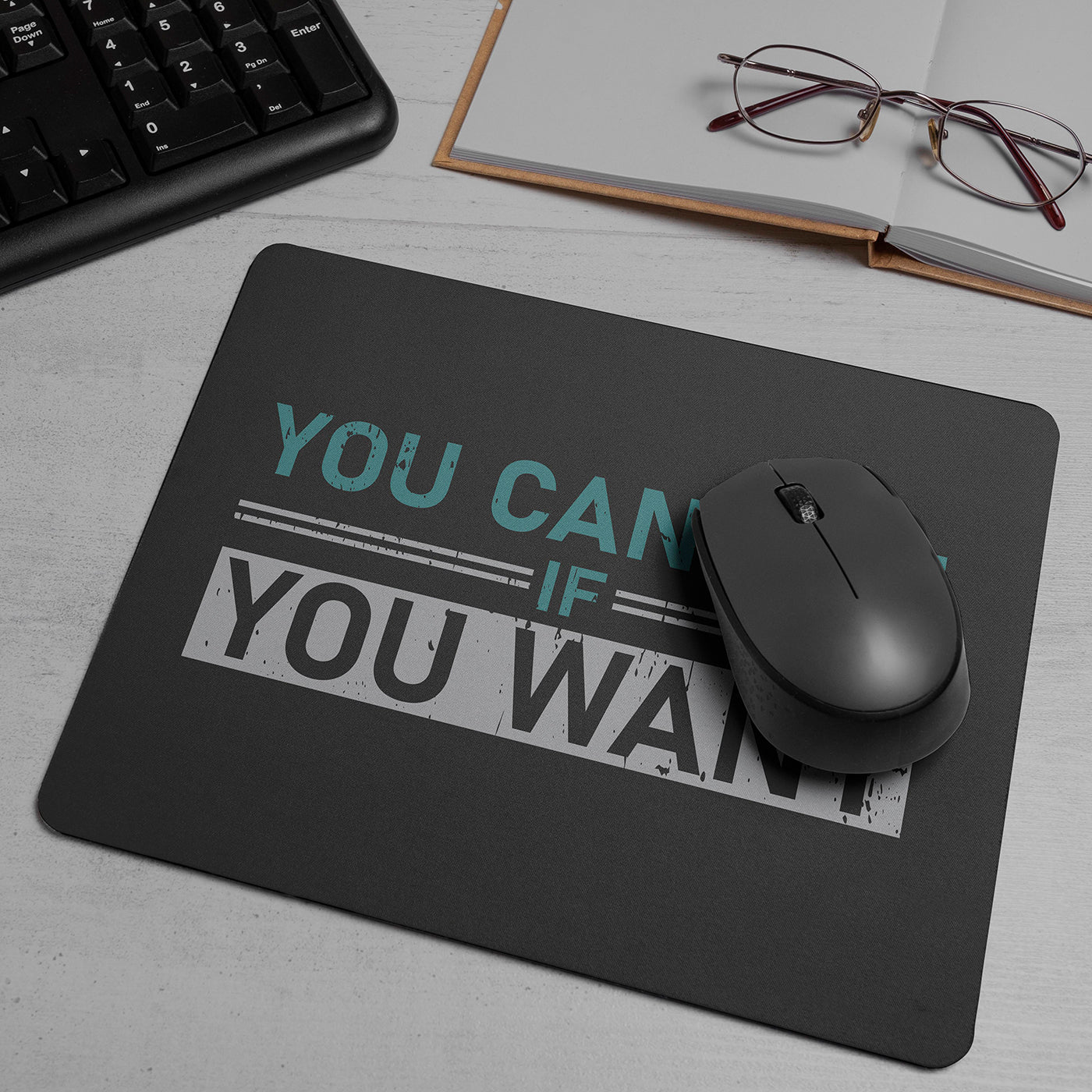 "You Can Win If You Want " Motivational Quotes Printed Mouse Pad Non-Slip Rubber Base Desk Mousepad for Laptop PC