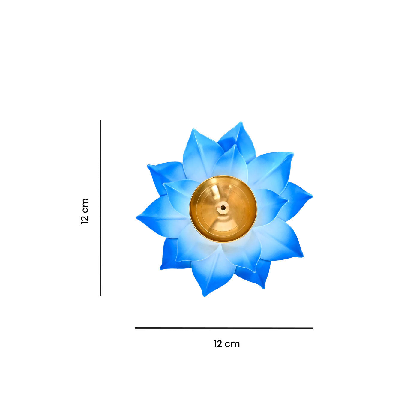 Lotus Shaped Blue Metal Diya (Set of 2)