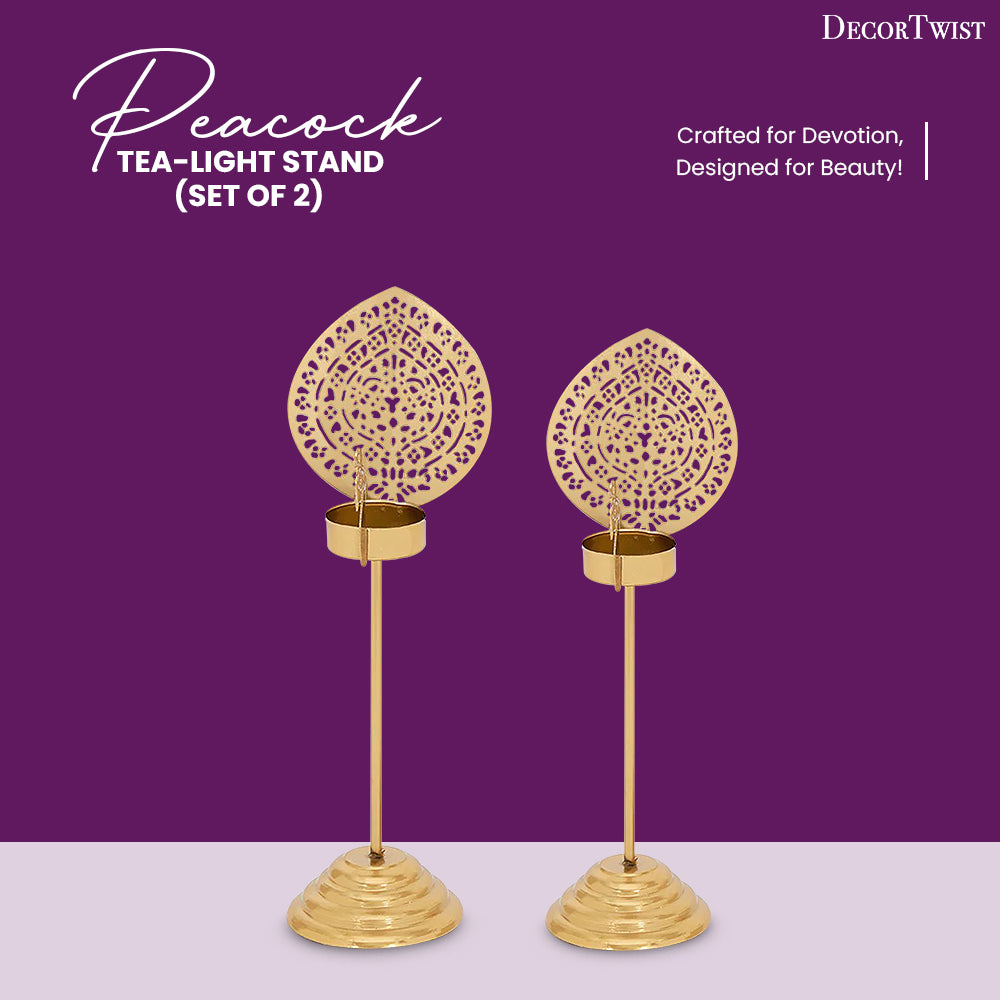 Peacock Tea-Light Stand (Set Of 2)
