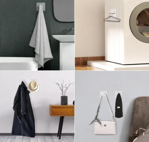 Wall Mounted Tool Holder – Drilling & Adhesive Mount Stainless Steel Organizer for Brooms, Mops & Cleaning Tools – Transparent Grip Tool Rack (Style 1, Pack of 5)