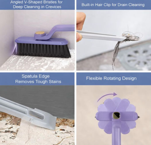 Cleaning tool with features highlighted on a white background
