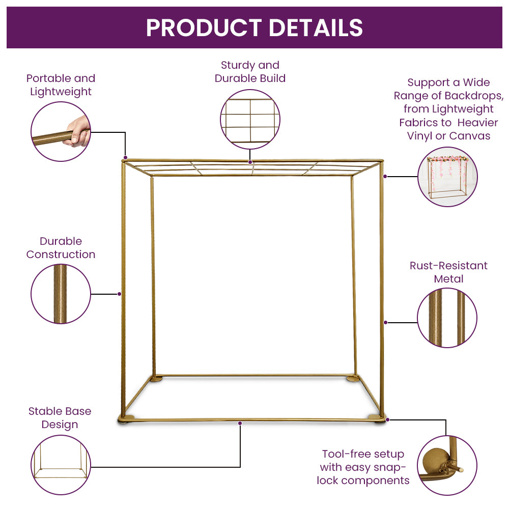 Square Mandap Backdrop Stand for Decoration Christmas, Ganpati Sthapna , Laxmi Ganesh Diwali ,Varalakshmi Pooja Festival Decoration Home Decor photo Background Support for Pooja Home Decor