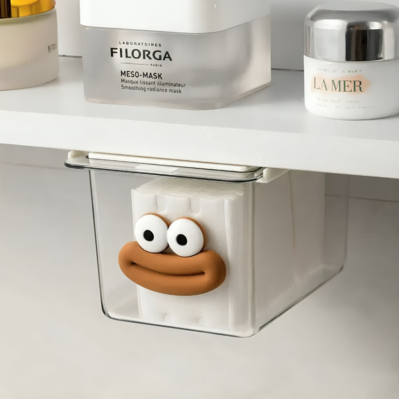 Cute Wall-Mounted Storage Box Transparent Dust-Proof PP Plastic with Lids for Bathroom & Kitchen