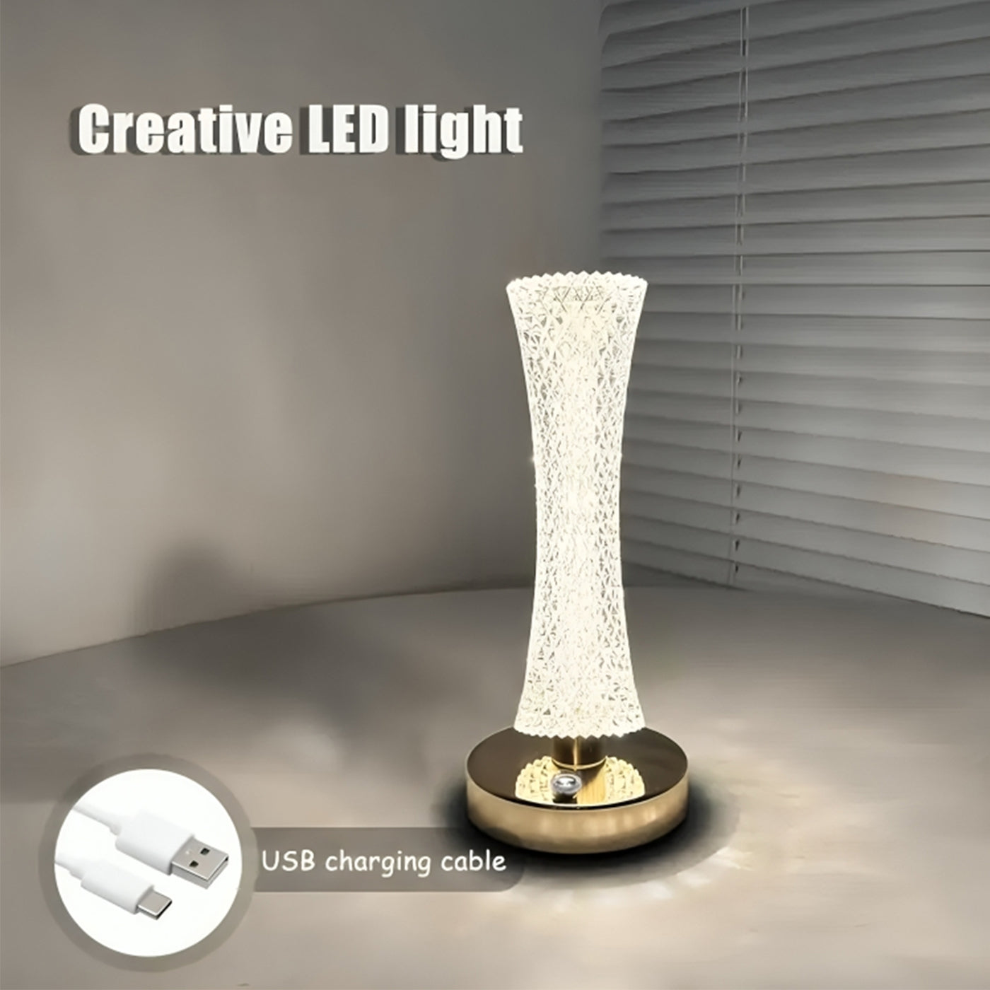 3-Colors Touch Lunar Table Lamp Crystal Night Light for Home Decor, Bedrooms, Festive, Christmas Decorations