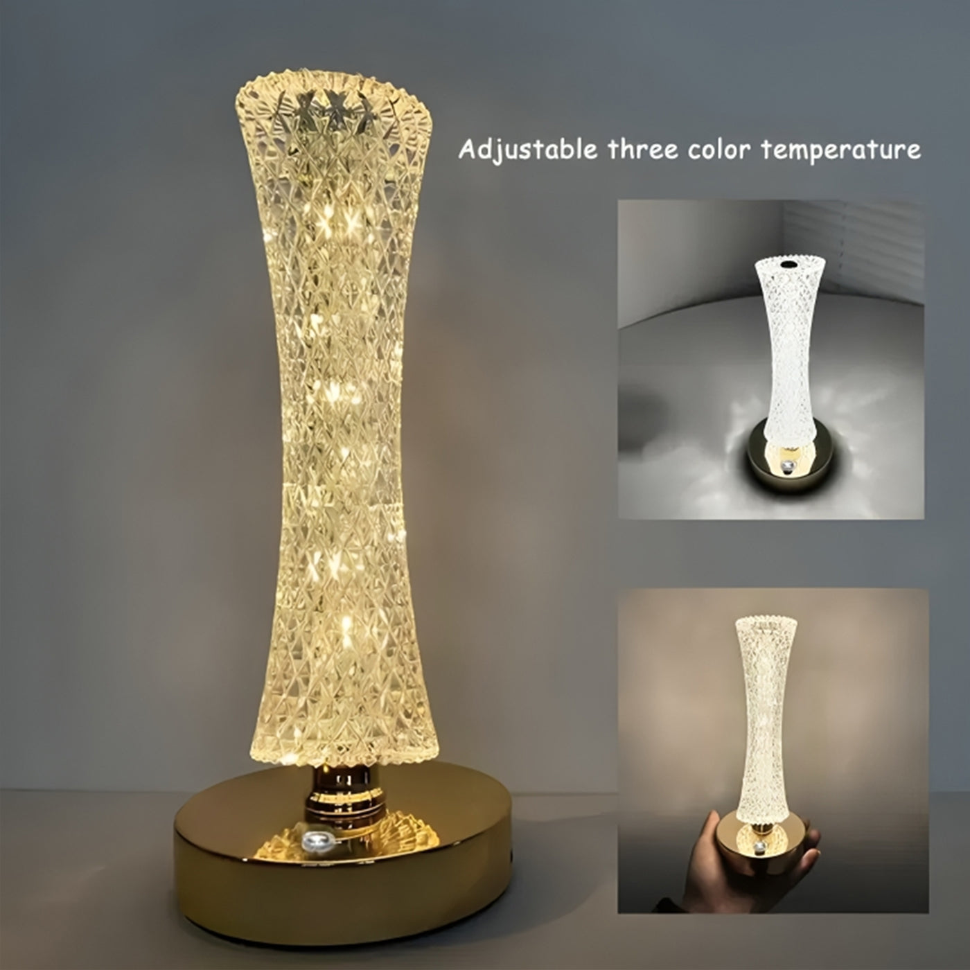 3-Colors Touch Lunar Table Lamp Crystal Night Light for Home Decor, Bedrooms, Festive, Christmas Decorations