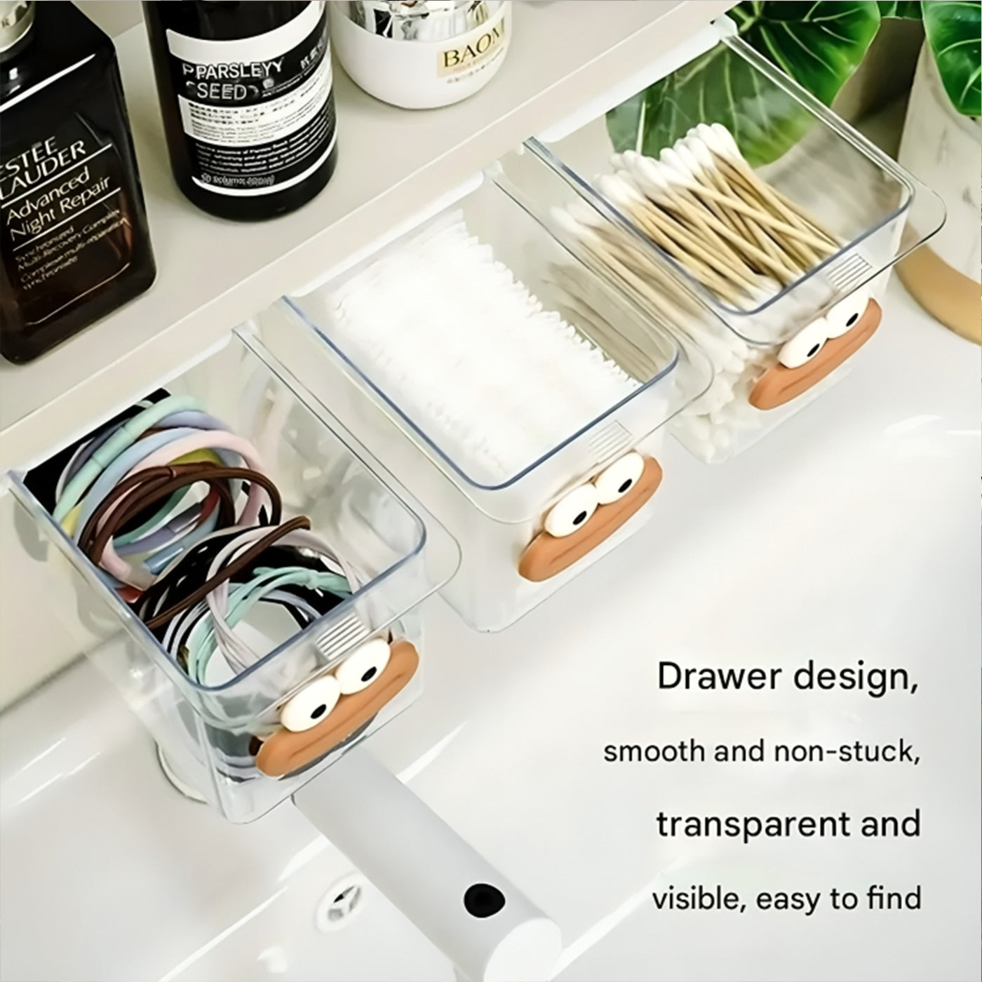 Cute Wall-Mounted Storage Box Transparent Dust-Proof PP Plastic with Lids for Bathroom & Kitchen