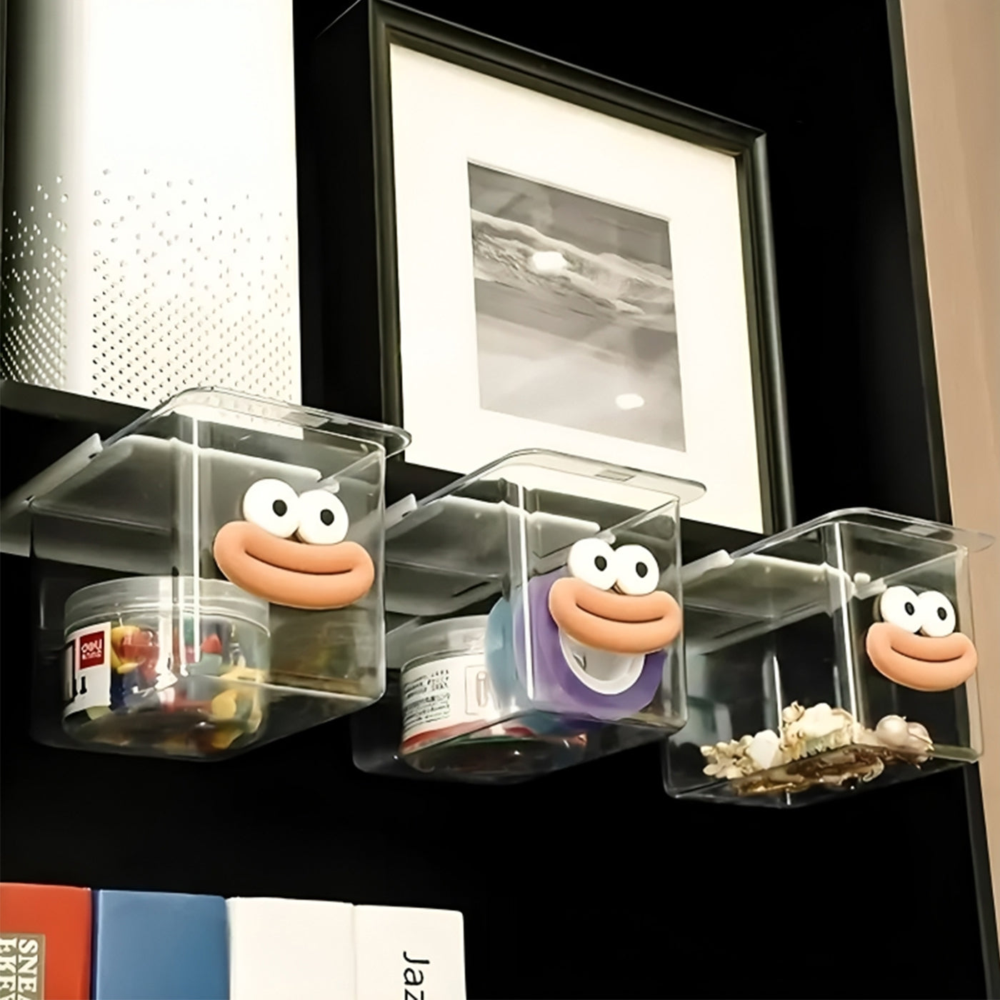 Cute Wall-Mounted Storage Box Transparent Dust-Proof PP Plastic with Lids for Bathroom & Kitchen