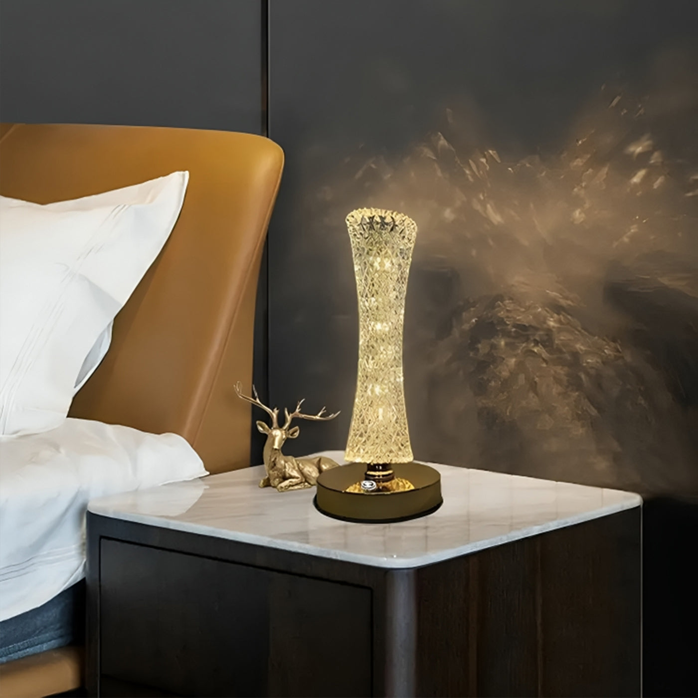 3-Colors Touch Lunar Table Lamp Crystal Night Light for Home Decor, Bedrooms, Festive, Christmas Decorations