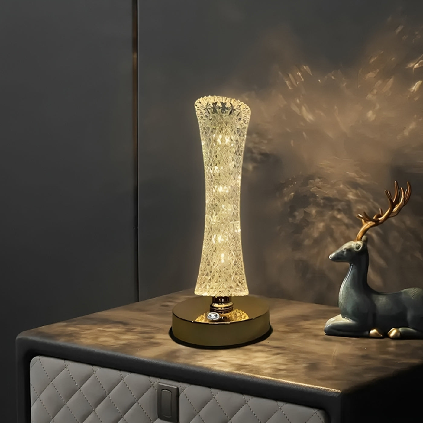 3-Colors Touch Lunar Table Lamp Crystal Night Light for Home Decor, Bedrooms, Festive, Christmas Decorations
