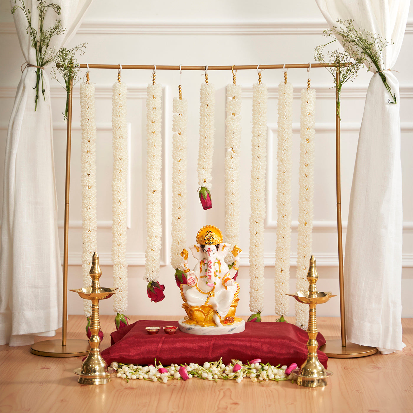 Square Backdrop Stand for Wedding, Ring ceremony, Birthday, Baby Shower, Diwali, Ganpati , Janmashtami, Laxmi Pooja