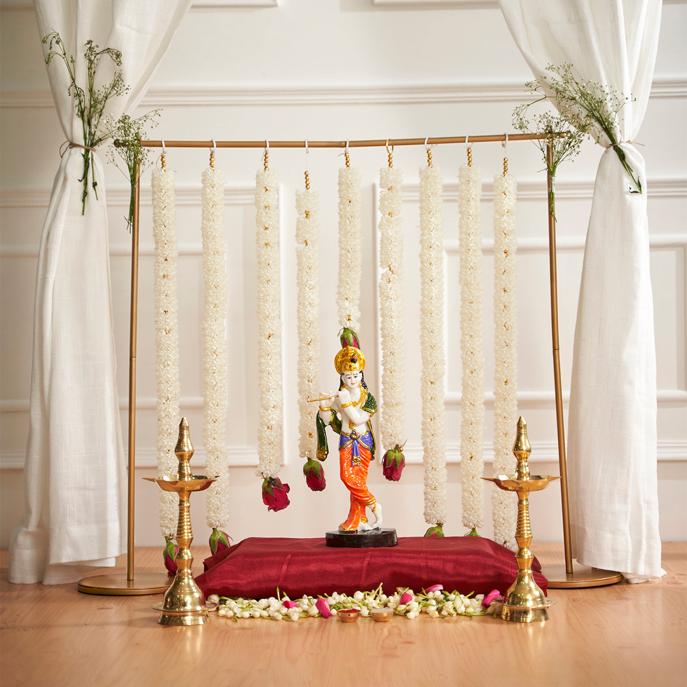Square Backdrop Stand for Wedding, Ring ceremony, Birthday, Baby Shower, Diwali, Ganpati , Janmashtami, Laxmi Pooja