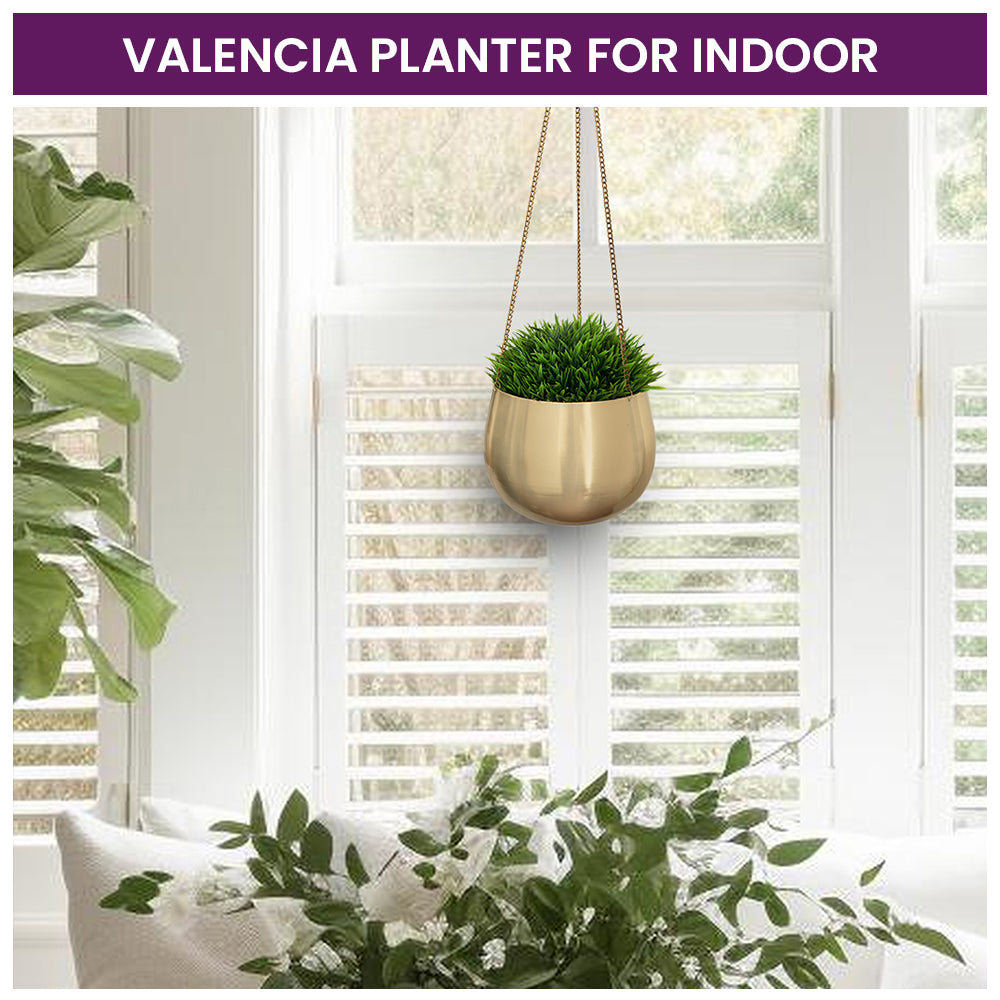 Valencia Metal Hanging Planter Gold -Small