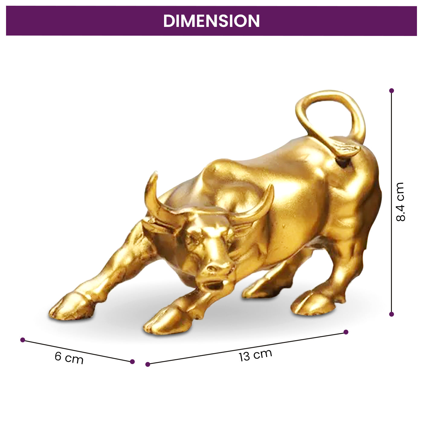 Metal Wall Street Bull Statue Decorative Showpiece (Gold)