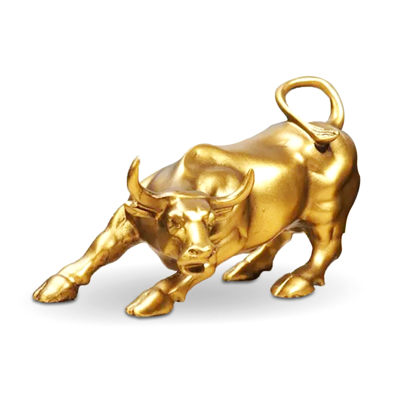 Metal Wall Street Bull Statue Decorative Showpiece (Gold)
