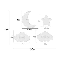 Good Night Moon & Star Wooden Wall Decorative Backlit for Kids Room Décor