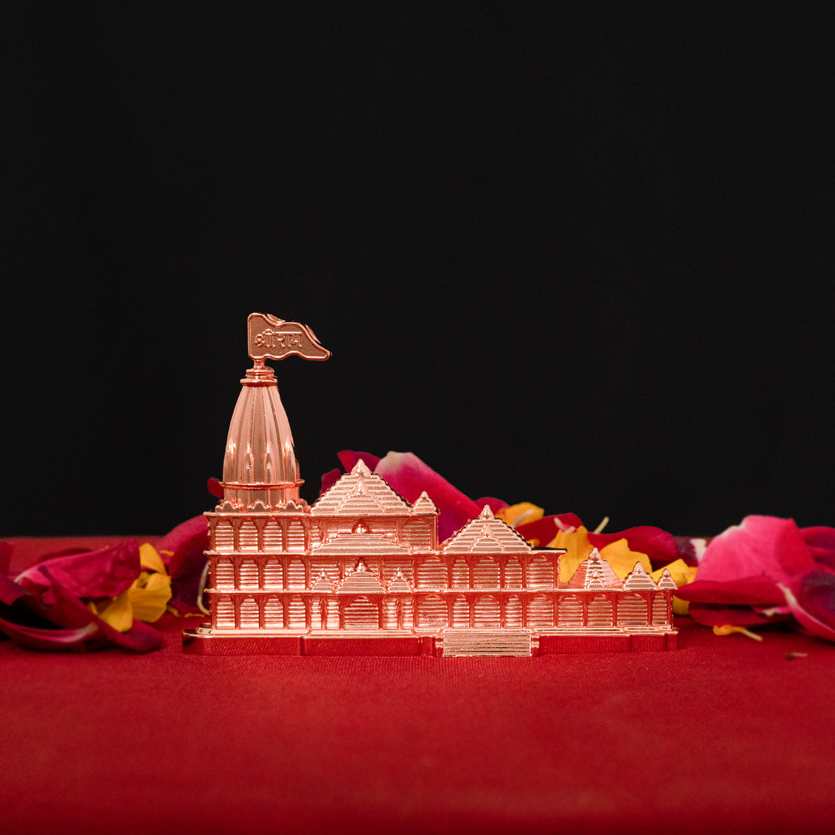 Ram Mandir Ayodhya Miniature Metallic Showpiece for Car Dashboard, Home Decor & Gifts
