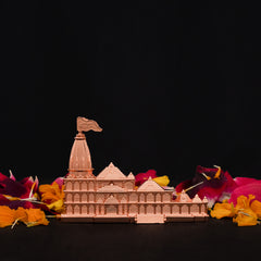 Ram Mandir Ayodhya Miniature Metallic Showpiece for Car Dashboard, Home Decor & Gifts