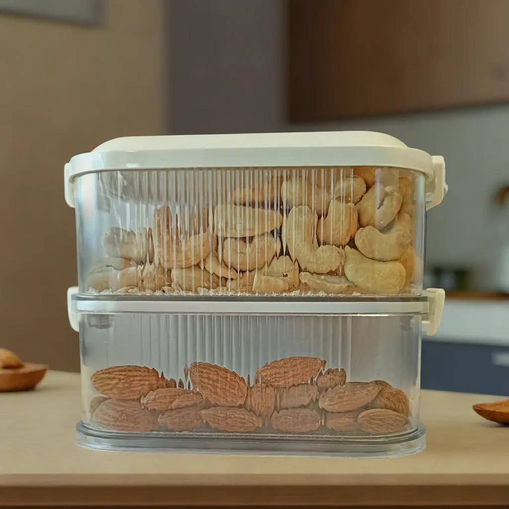 Airtight 2-Layer Spice Storage Box | Masala Containers for Kitchen Organization