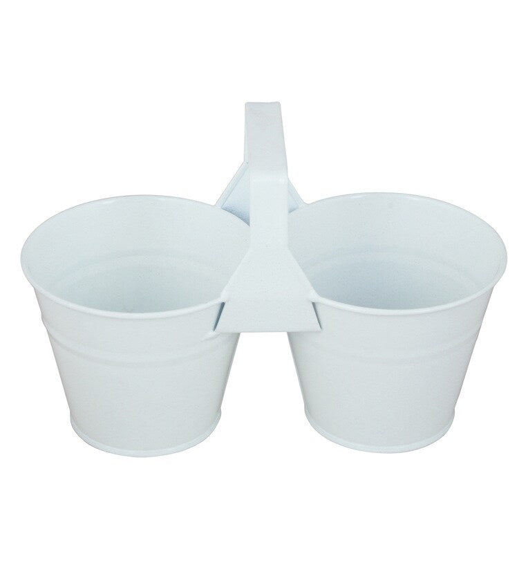 White Metal Table top Bucket, Planter