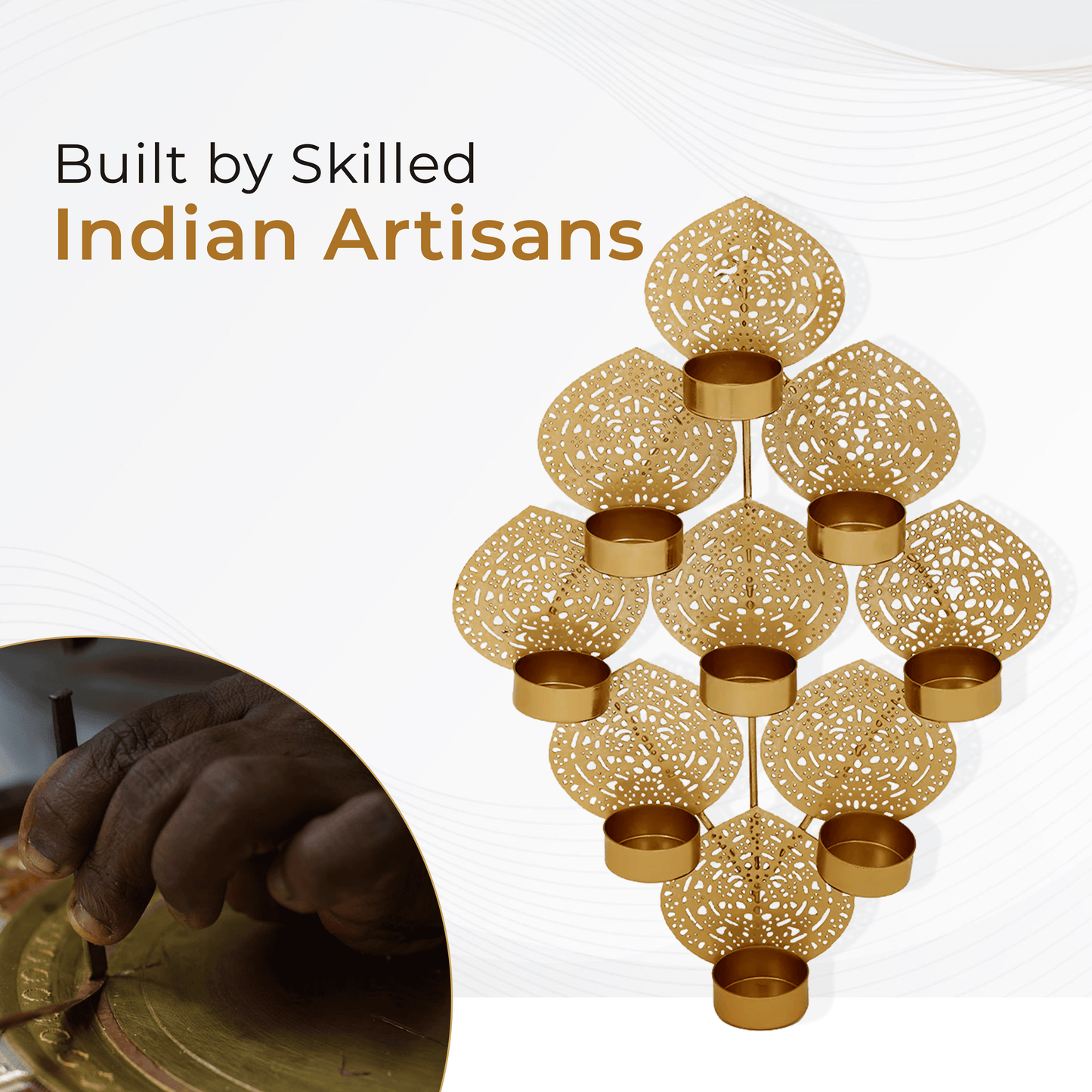 9 Leaf Tea Light Holder Wall Hanging