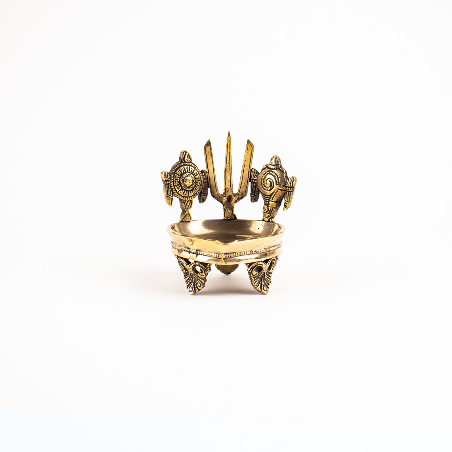 Brass Shankh Chakra Namah Diya