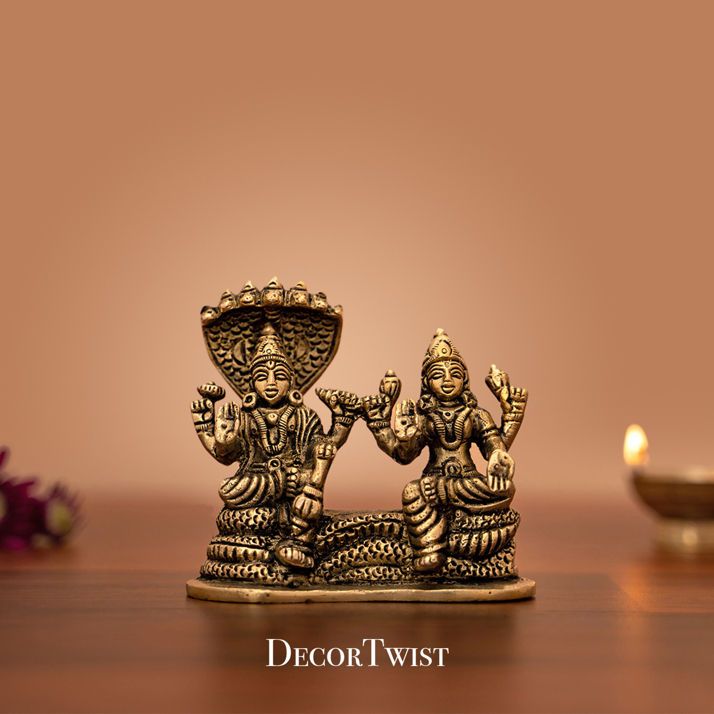 Brass Handcrafted Narayana/Vishnu Laxmi Idol/Statue