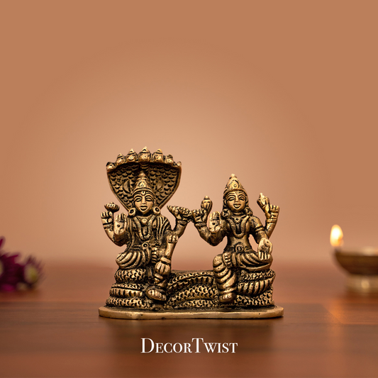 Brass Handcrafted Narayana/Vishnu Laxmi Idol/Statue