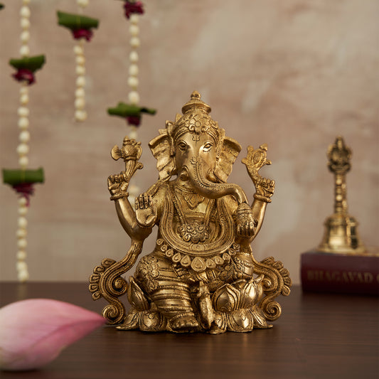 Brass Beautiful Lord Ganesha Statue/Idol For Home Temple & Office