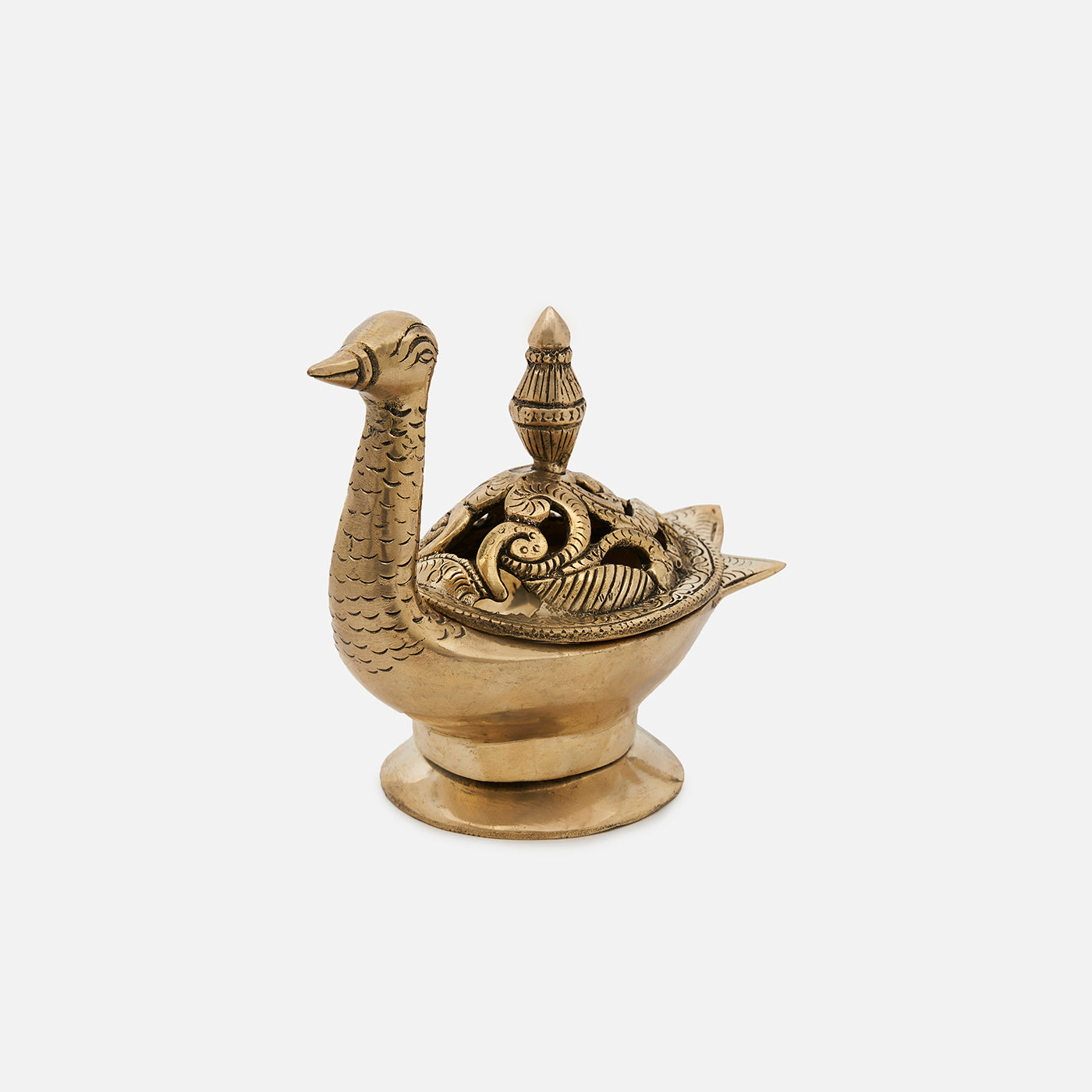 Brass Peacock Dhoop Dani Loban Burner