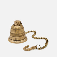 Brass Antique Hanging Bell For Wall Door Mandir Temple Pooja (Set of 3)