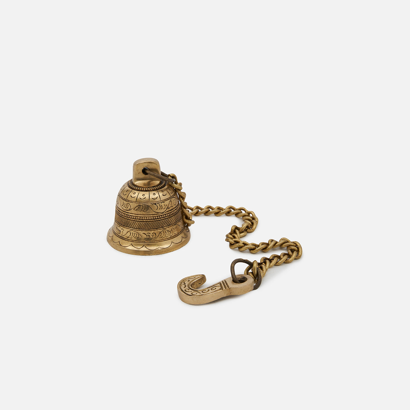 Brass Antique Hanging Bell For Wall Door Mandir Temple Pooja (Set of 2)