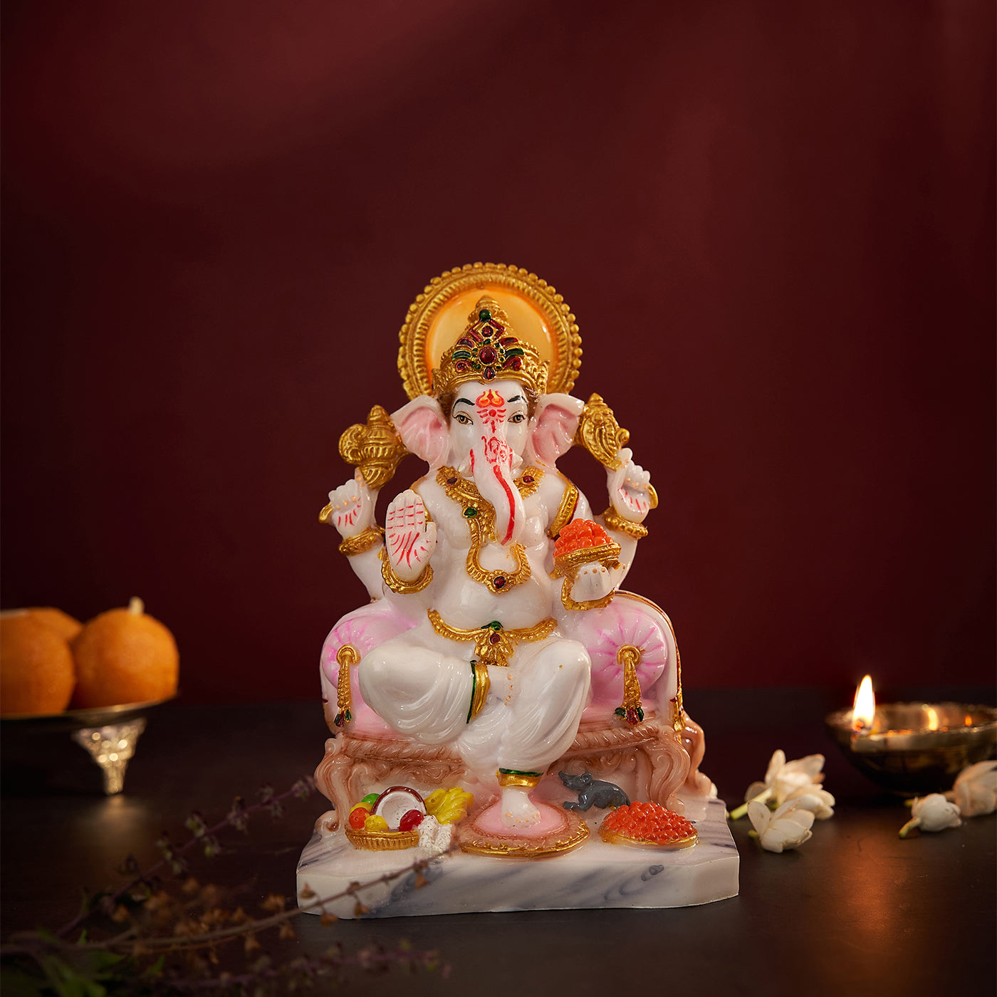 Lord Ganesha | Ganpati | Vinayak Idol In Marble Dust Handpainted