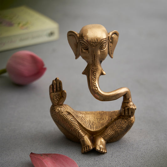 Brass Sitting Lord Ganesha Table Top Accent
