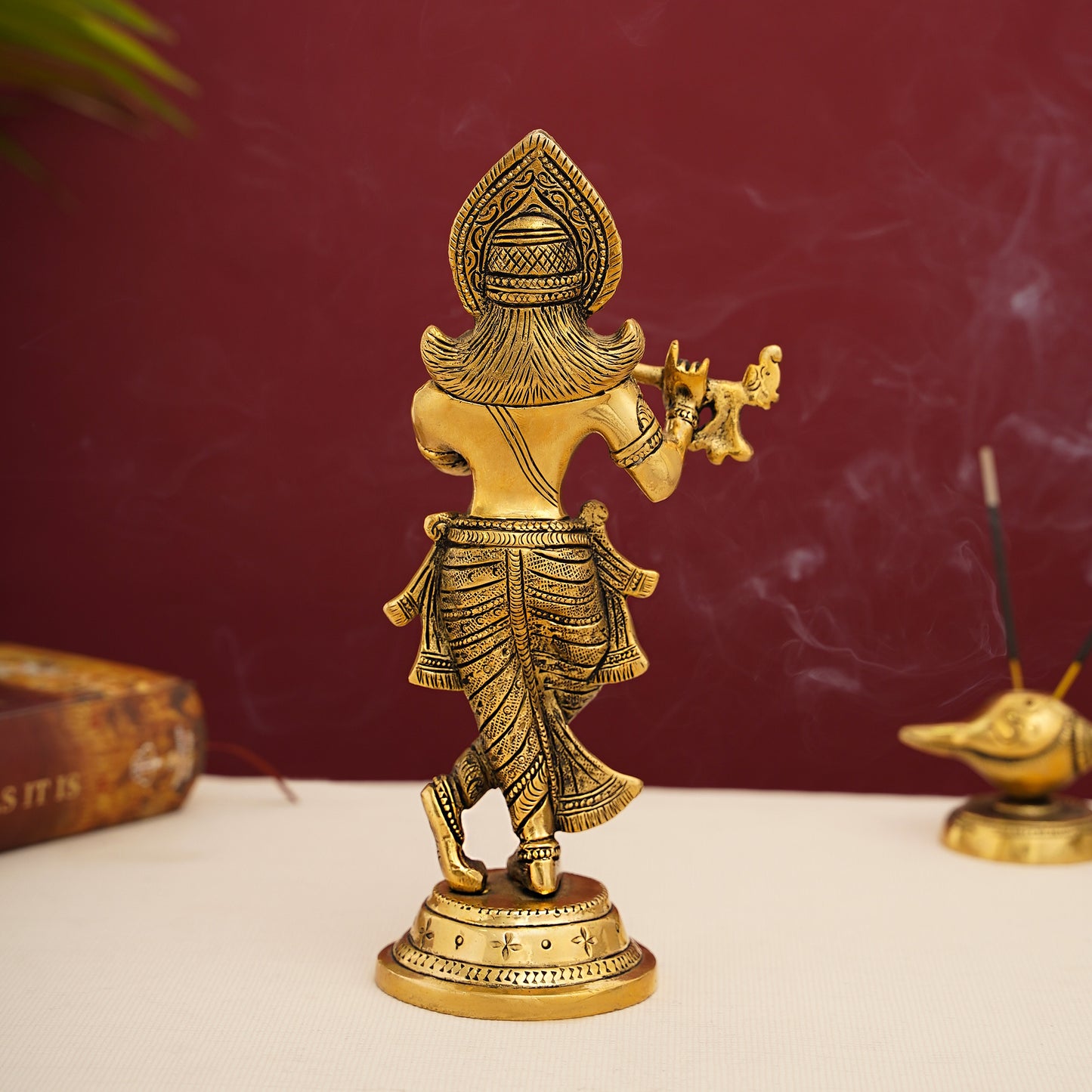 Brass Handcrafted Lord Krishna with Flute Idol Statue