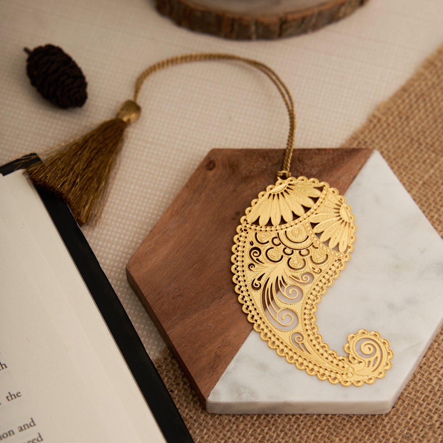 Brass Paisley Design Bookmark
