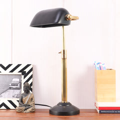Handcrafted Black/Gold Adjustable Banker's Lamp