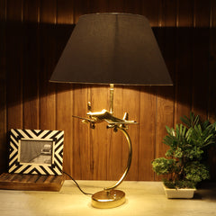 Avion Aluminum Table Lamp with Beige Gold Shade