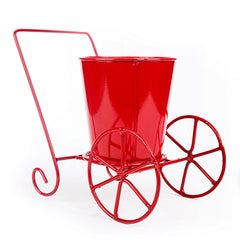 'Plant On Wheels' Table Cum Floor Planter Pot In Glossy Red